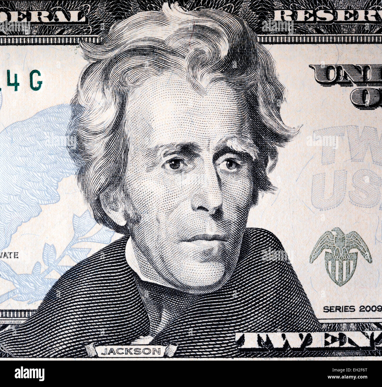 Andrew Jackson de 20 dollars billet de banque, USA, 2009 Banque D'Images