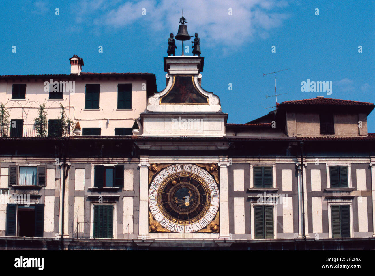 L'Italie, Lombardie, Brescia, Piazza della Loggia Square, Torre Dell Orologio, Tour de l'horloge, Détail Banque D'Images