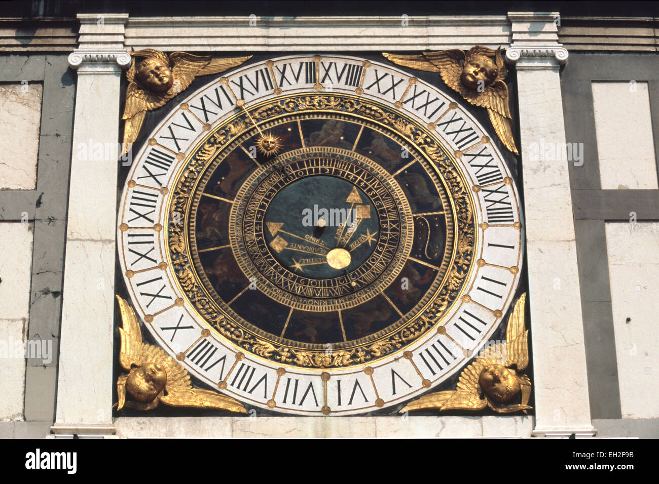 L'Italie, Lombardie, Brescia, Piazza della Loggia Square, Torre Dell Orologio, Tour de l'horloge, Détail Banque D'Images