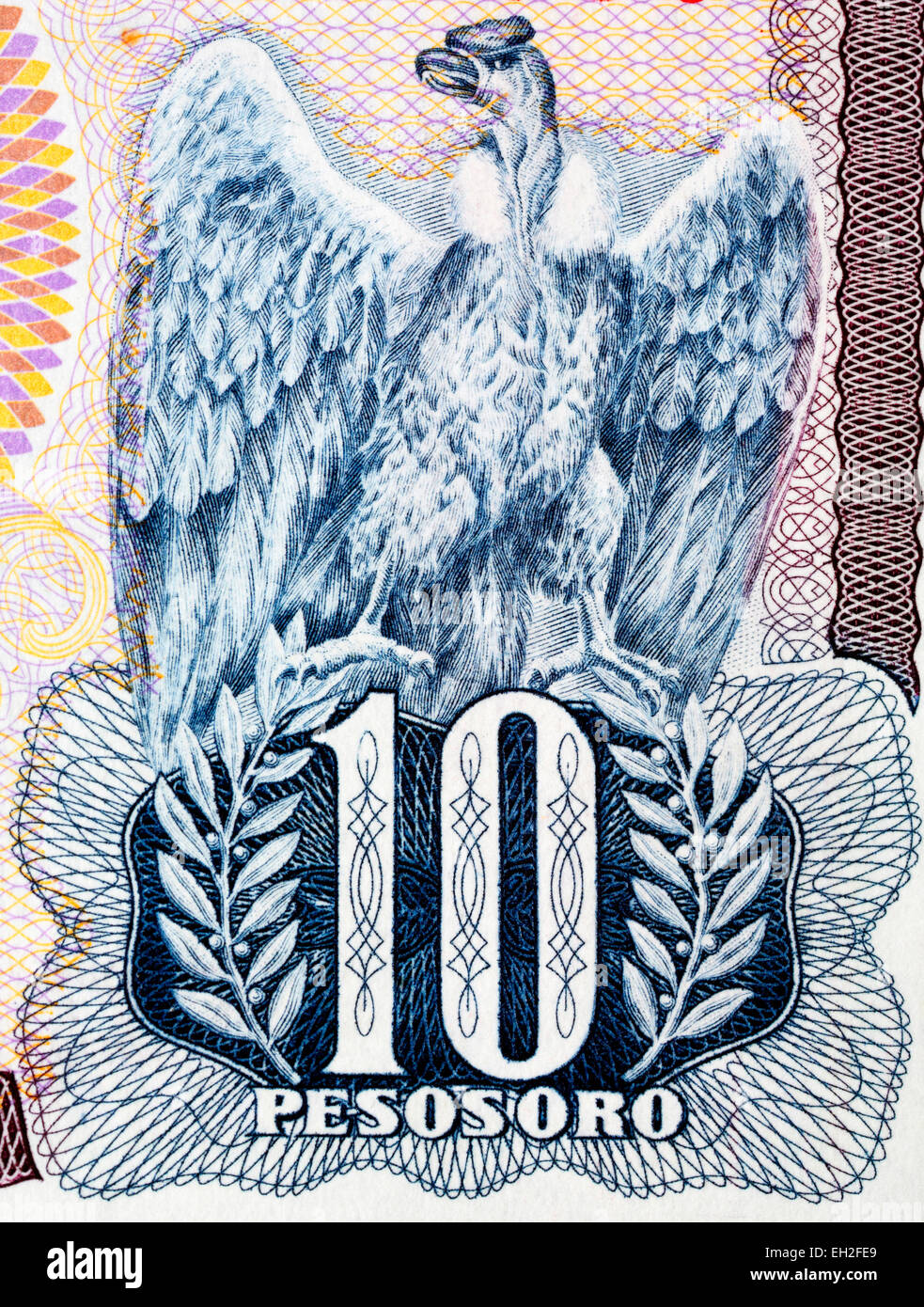 Chiffre 10 à partir de 1 pesos oro billet, Colombie, 1980 Banque D'Images