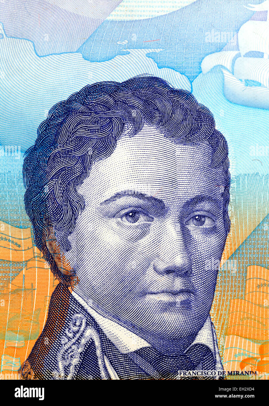Generalisimo Francisco de Miranda à partir de 2 euros, le Venezuela Bolivares, 2008 Banque D'Images