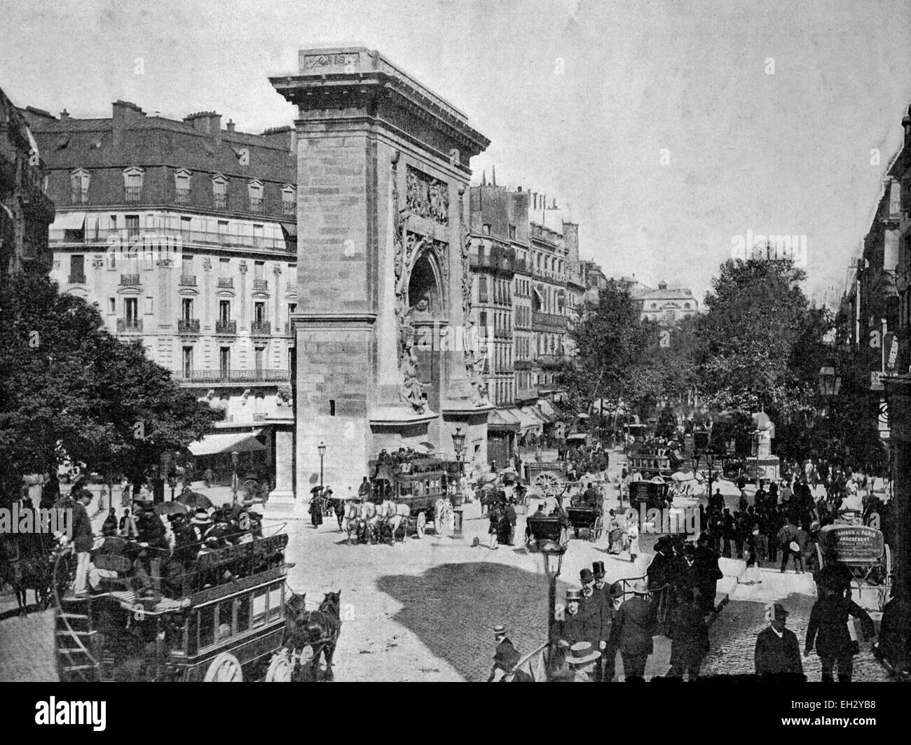 Une des premières photographies de Paris, autotype Boulevard et la Porta, Saint Denis, France, vers 1880 Banque D'Images