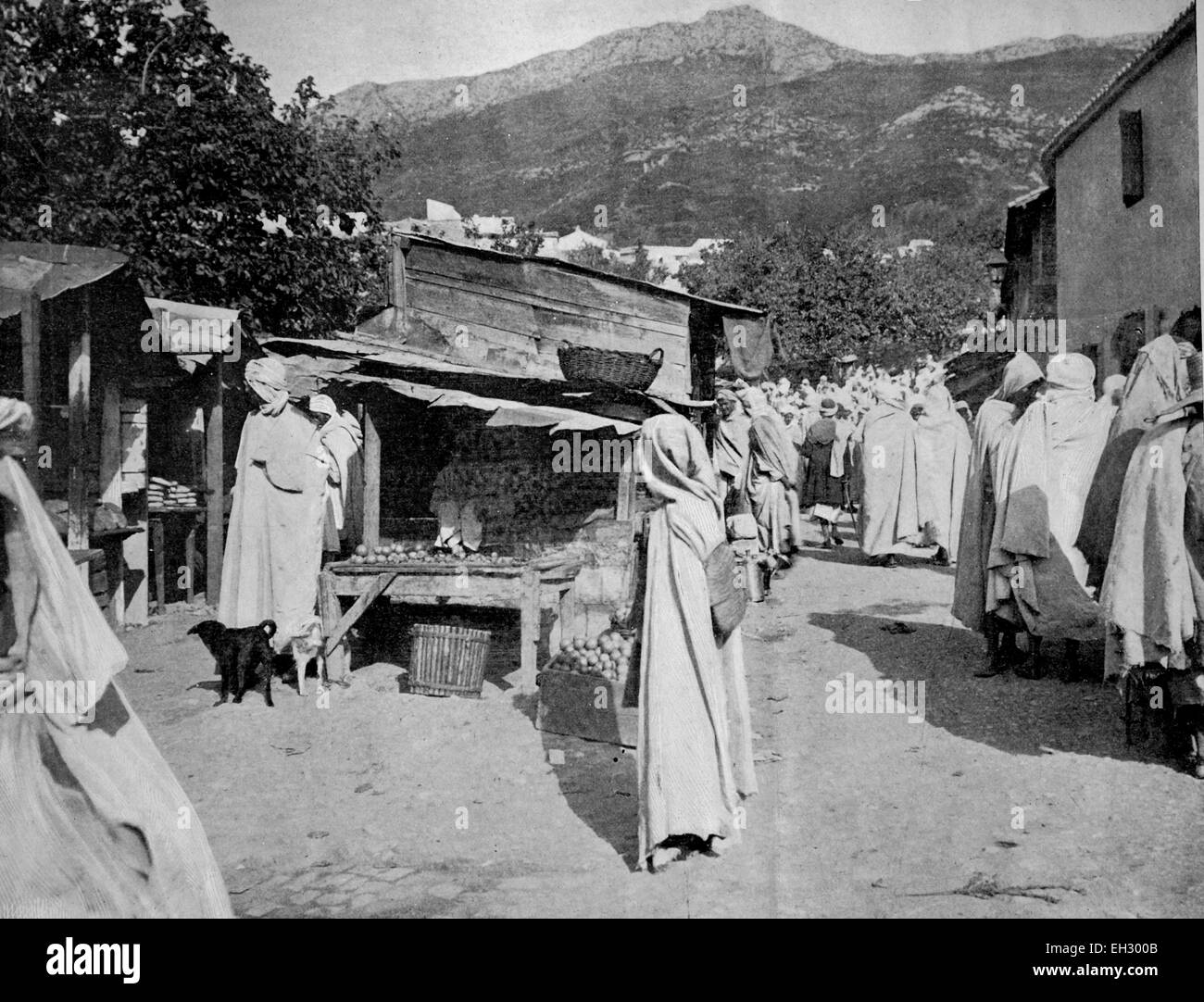 Une des premières photographies d'Autotype, prises dans les rues de bougie, Algérie Banque D'Images