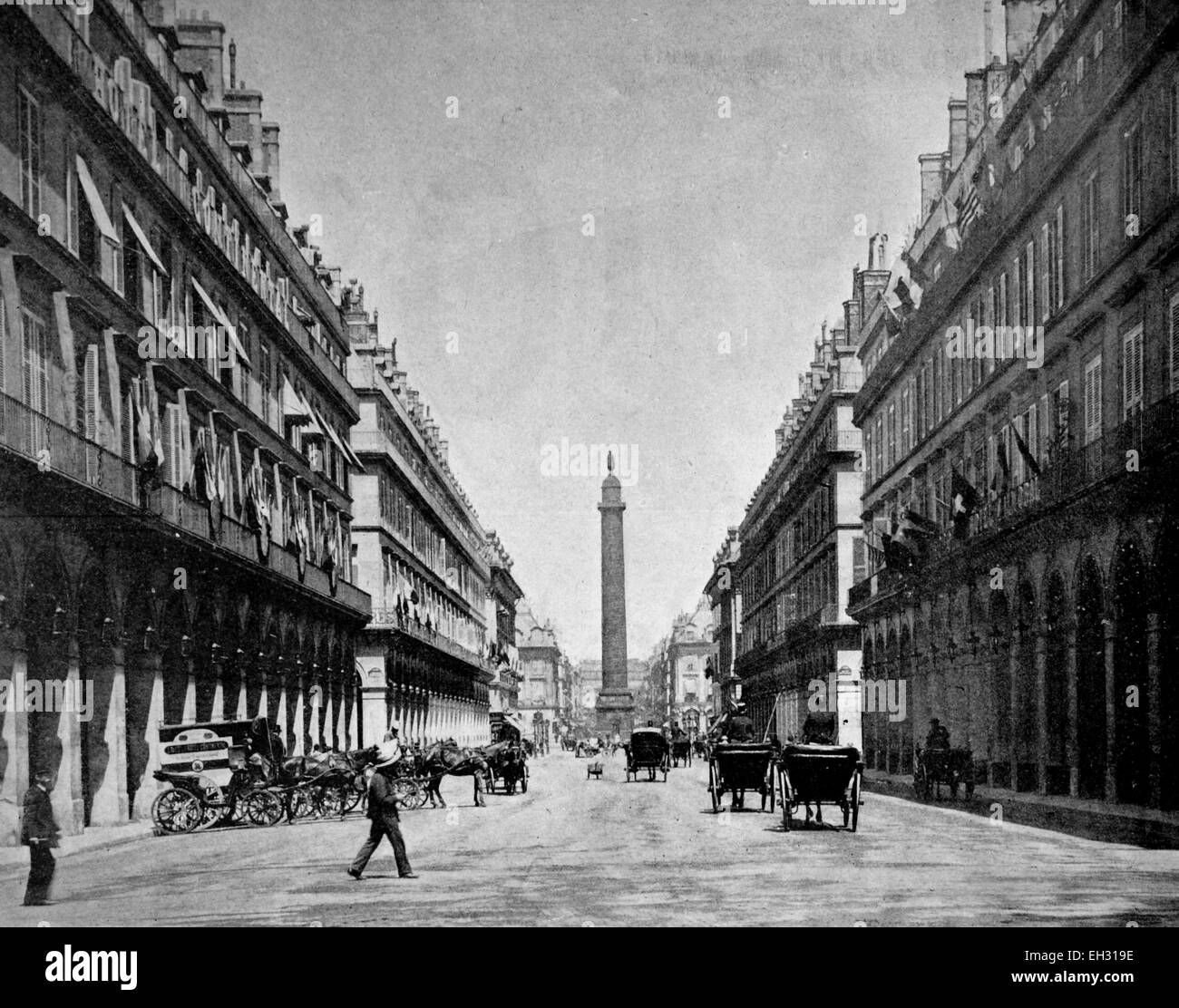 L'un des premiers en demi-teintes, Rue Rue de Castiglione, Paris, France, 1880 Banque D'Images
