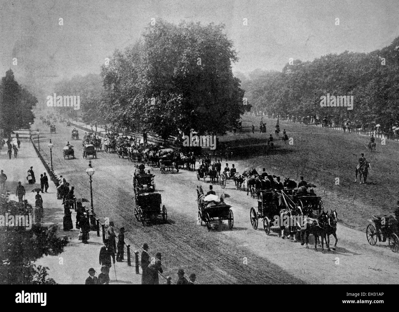 Une des premières photographies d'Autotype Rottenrow et Hyde Park, Londres Banque D'Images