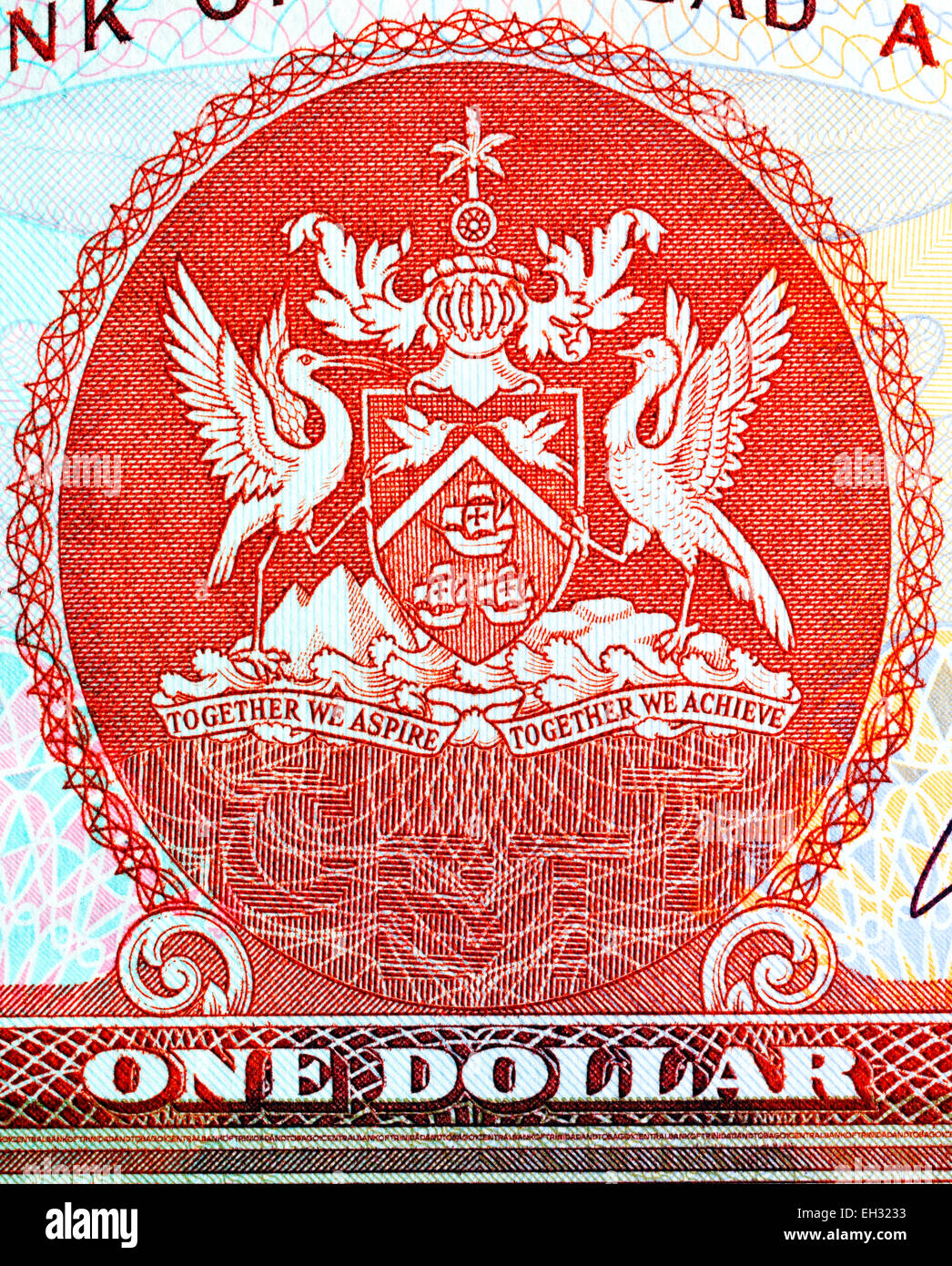 Armoiries de 1 billets de dollar, Trinité-et-Tobago, 2006 Banque D'Images