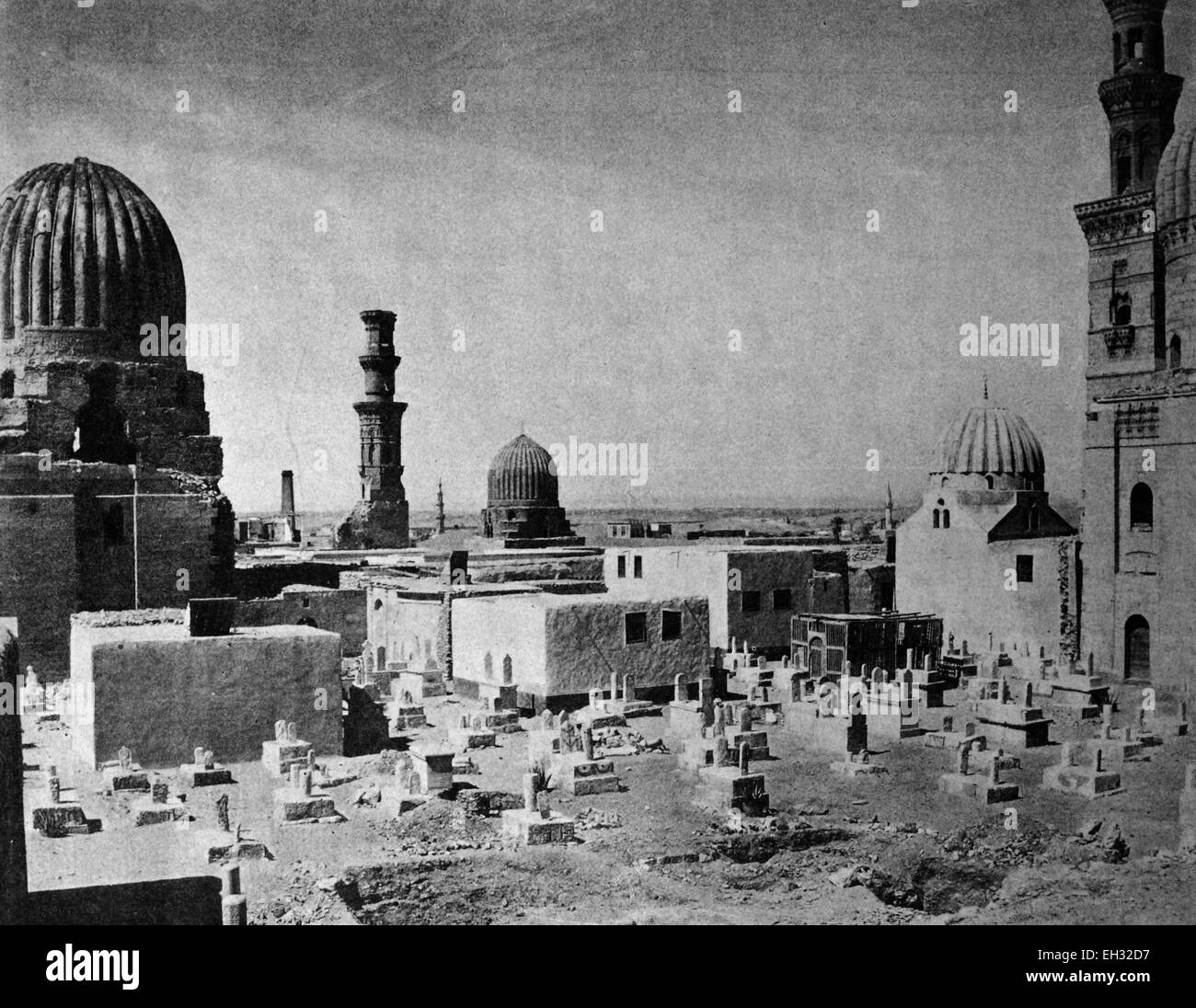 L'un des premiers tirages d'Autotype, Mahomet, cimetière, 1884 photographie historique, Le Caire, Egypte, Afrique du Sud Banque D'Images