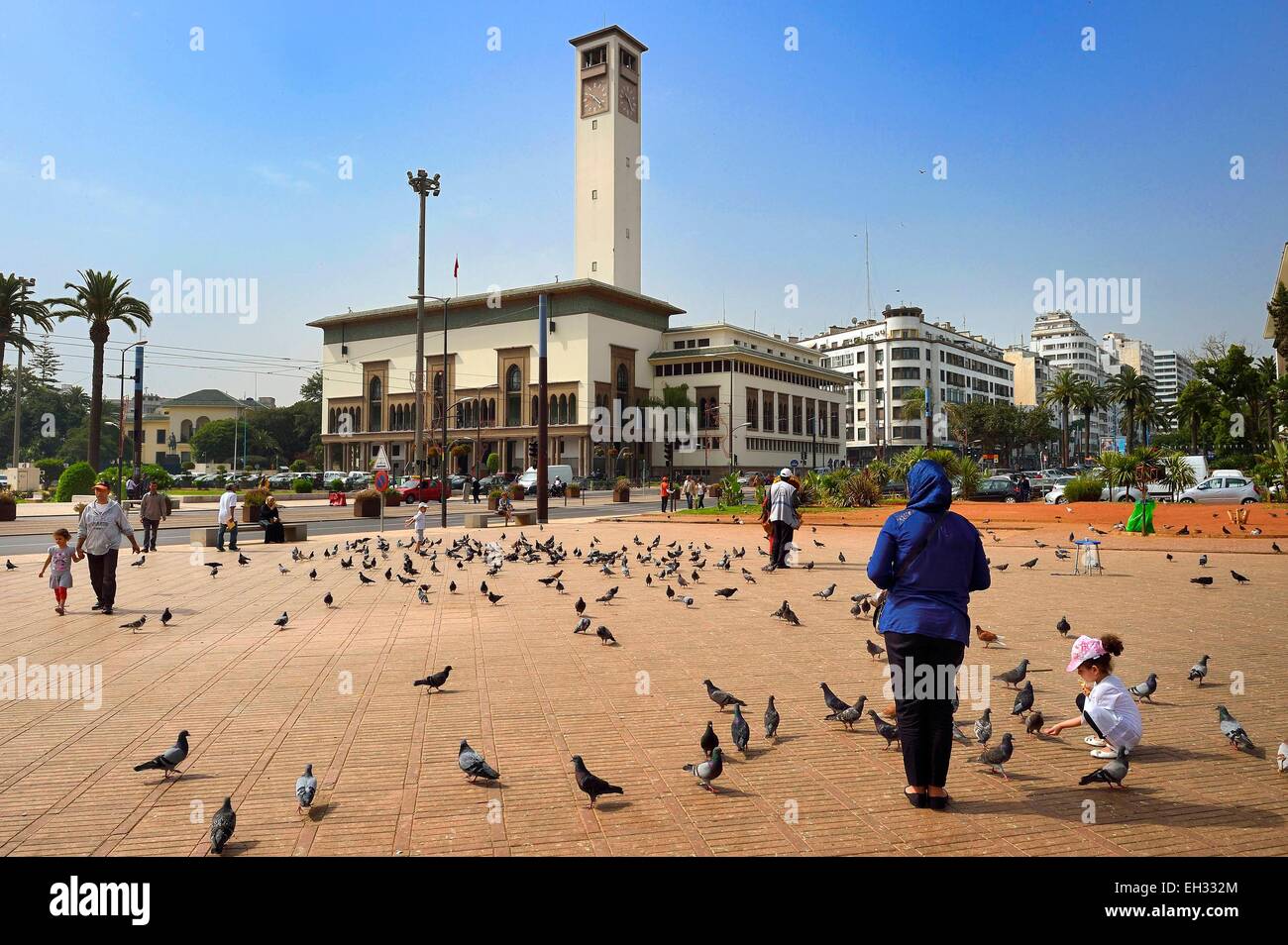 Maroc, Casablanca, le Gran Casablanca Wilaya (ancien hôtel de ville) sur la place Mohammed V, construite entre 1928 et 1936 par l'architecte Marius Boyer Banque D'Images