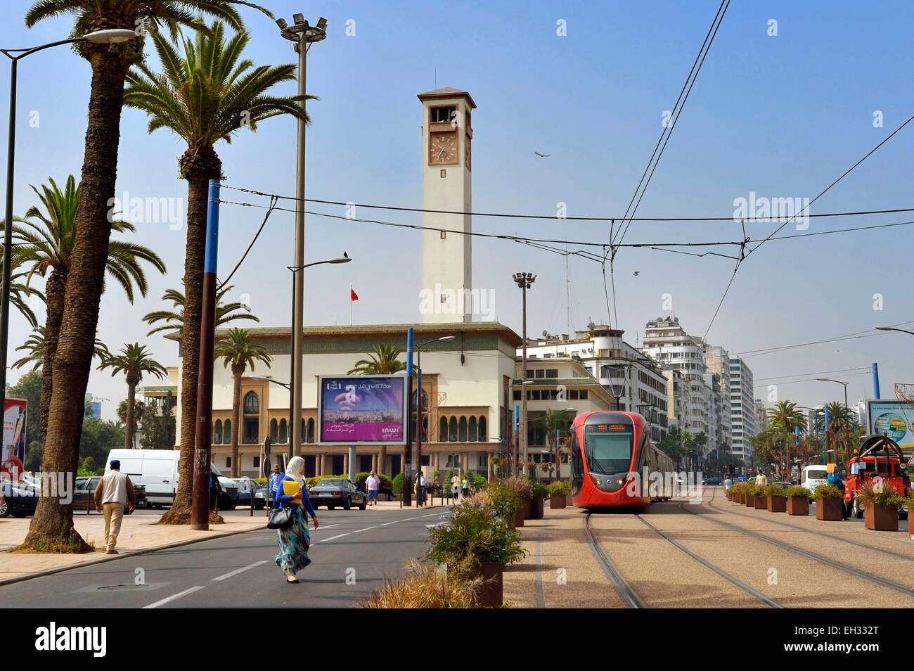 Maroc, Casablanca, le Gran Casablanca Wilaya (ancien hôtel de ville) sur la place Mohammed V, construite entre 1928 et 1936 par l'architecte Marius Boyer Banque D'Images