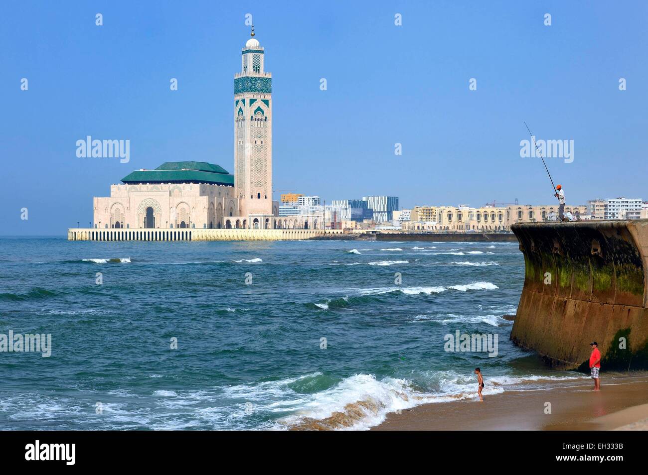 Maroc, Casablanca, Grande Mosquée Hassan II. Banque D'Images