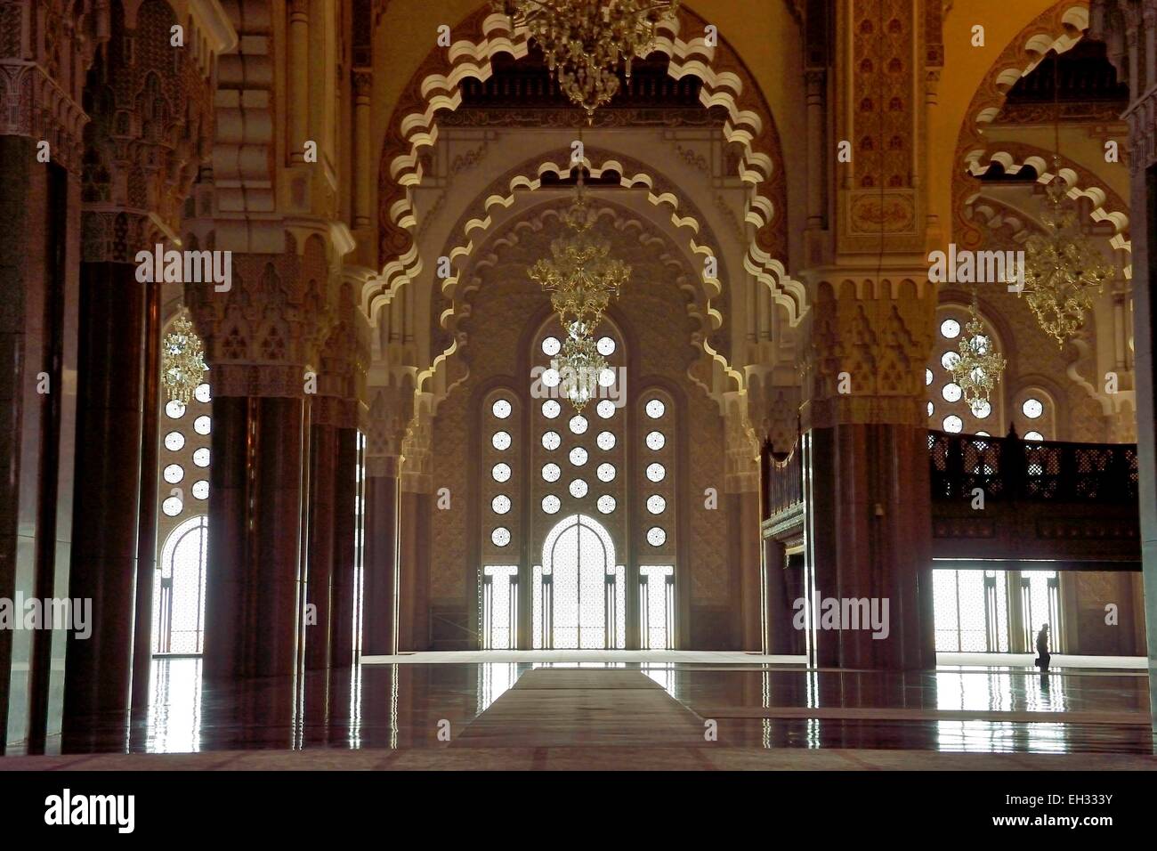 Maroc, Casablanca, Grande Mosquée Hassan II. Banque D'Images