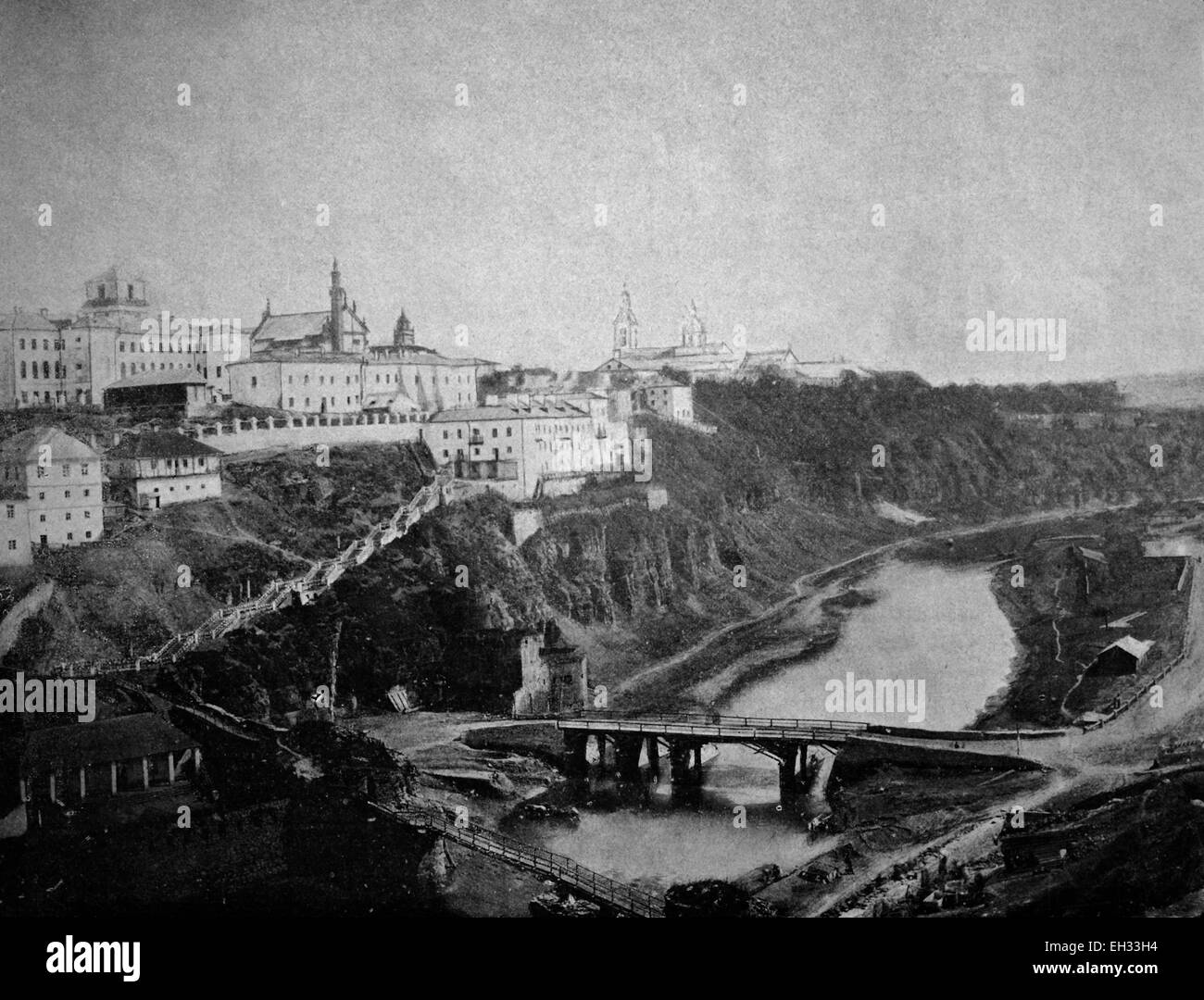 Début d'Autotype Kamianets-Podilskyi, Ukraine, tableau historique, 1884 Banque D'Images