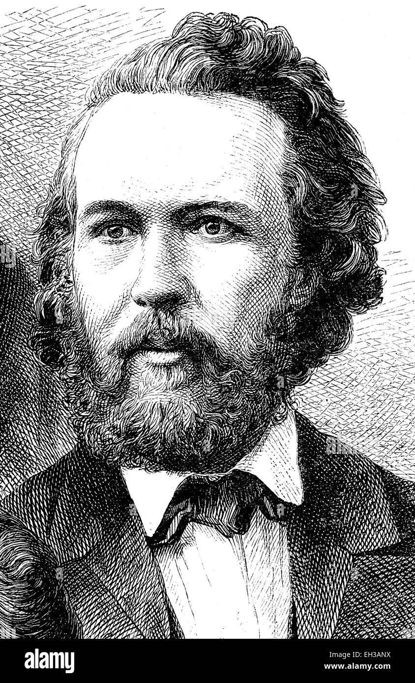 Ernst Heinrich Philipp August Haeckel, 1834 - 1919, un zoologiste allemand, philosophe et libre penseur, gravure sur bois, 1880 Banque D'Images