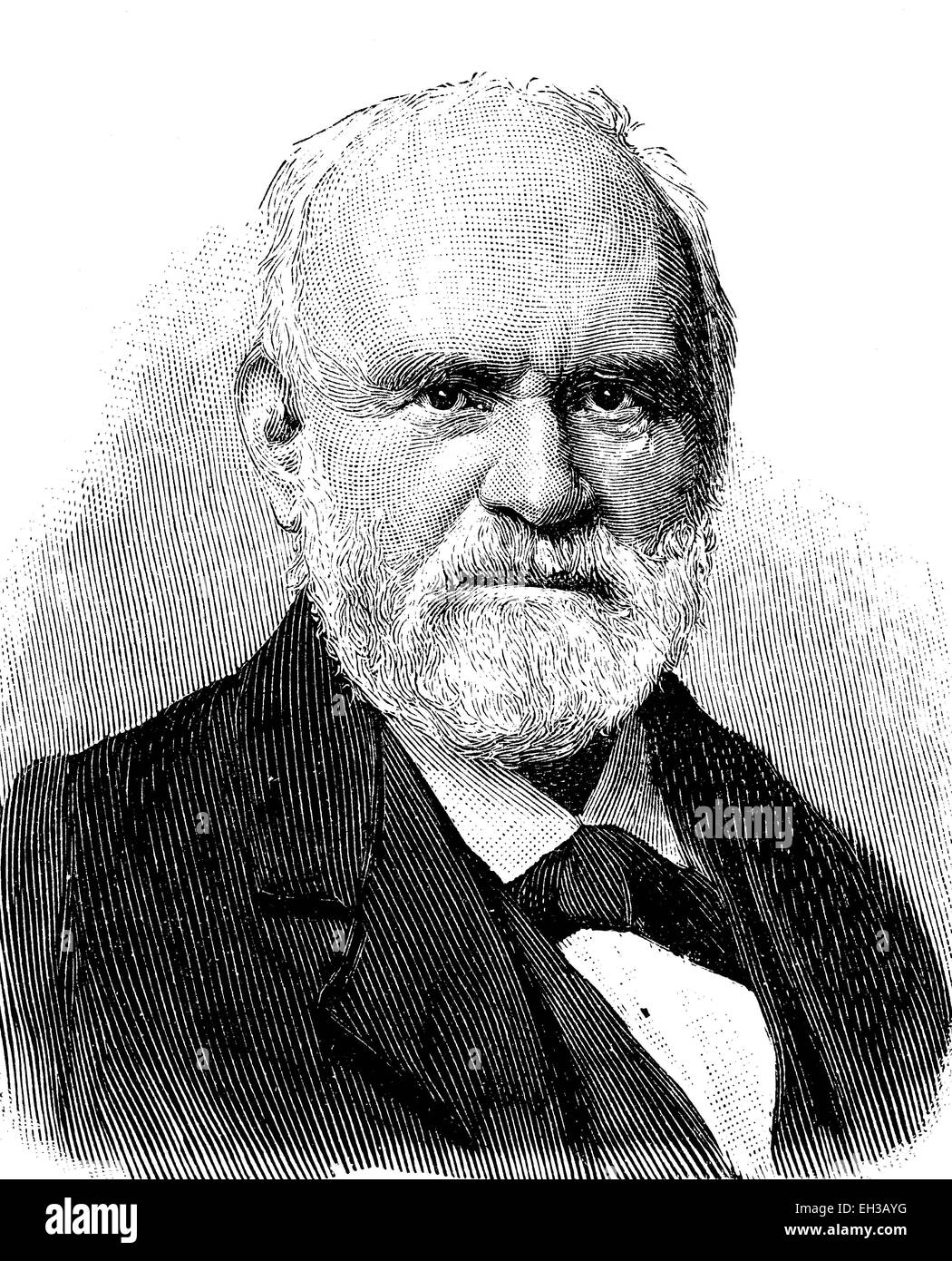 Johann Samuel Heinrich Kiepert, 1818 - 1899, géographe et cartographe allemand, gravure sur bois, 1880 Banque D'Images
