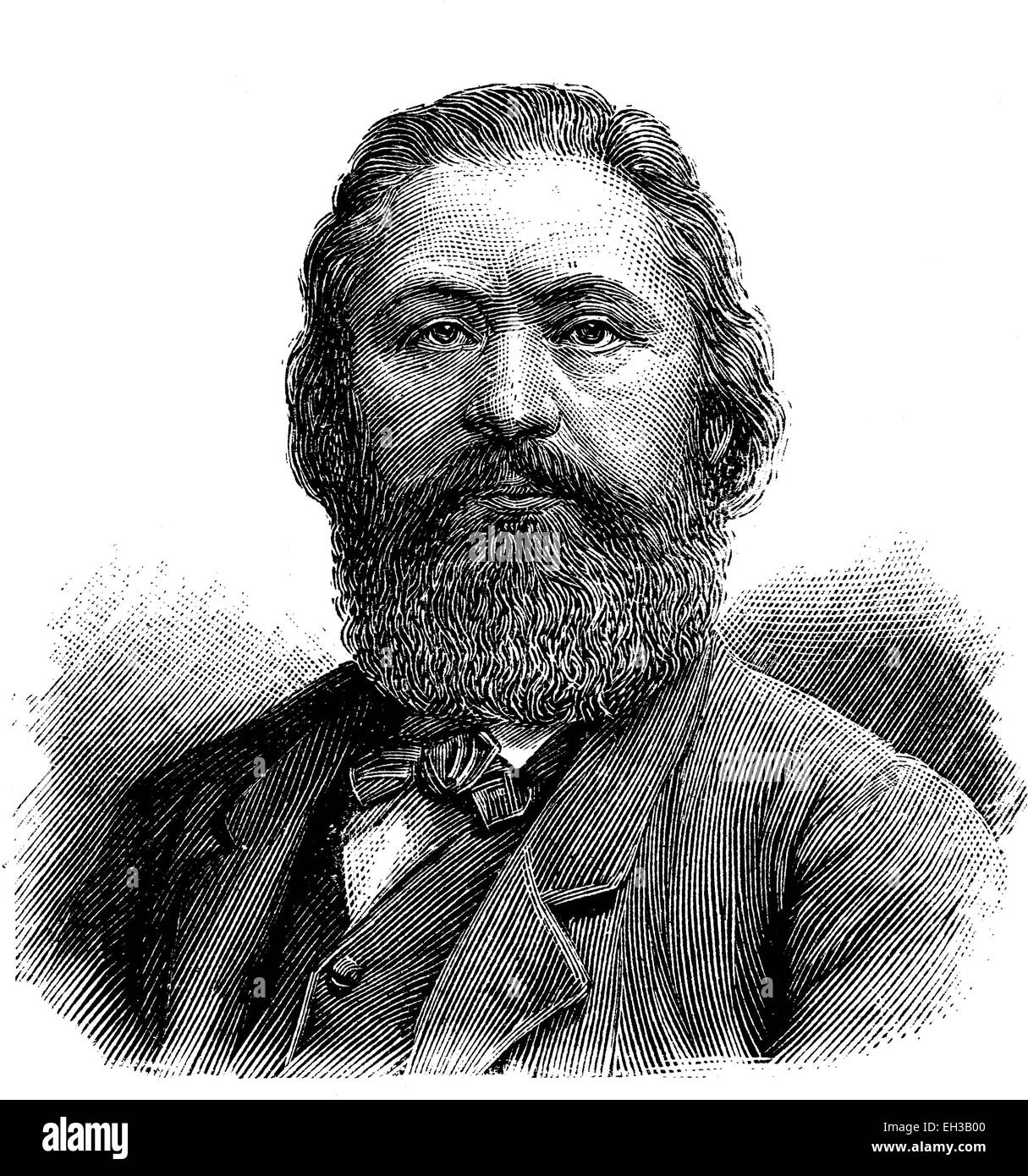 Hermann Kurz, 1813 - 1873, l'auteur allemand, membre de l'Dichterschule Schwaebische connexion poète, journaliste et traducteur, gravure sur bois, 1880 Banque D'Images