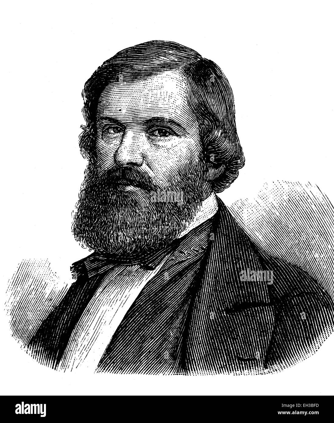 Hugo Maximilian Wesendonck, 1817 - 1900, un entrepreneur et homme politique allemand, gravure sur bois, vers 1880 Banque D'Images