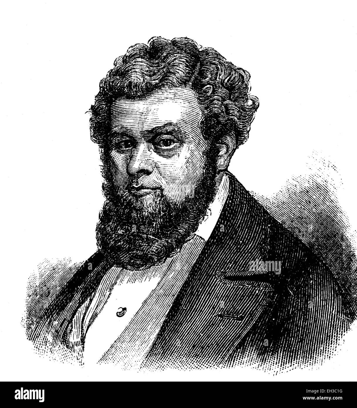 Robert Blum, 1807 - 1848, homme politique allemand, publiciste, éditeur et poète avant et pendant la révolution de mars 1848, gravure sur bois, vers 1880 Banque D'Images