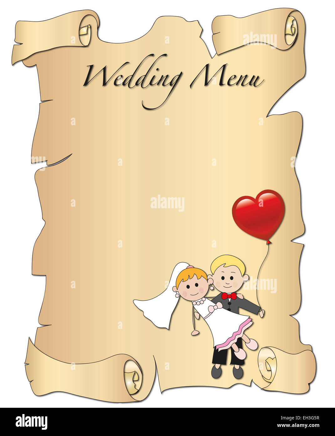Illustration pour menu de mariage avec un époux Banque D'Images