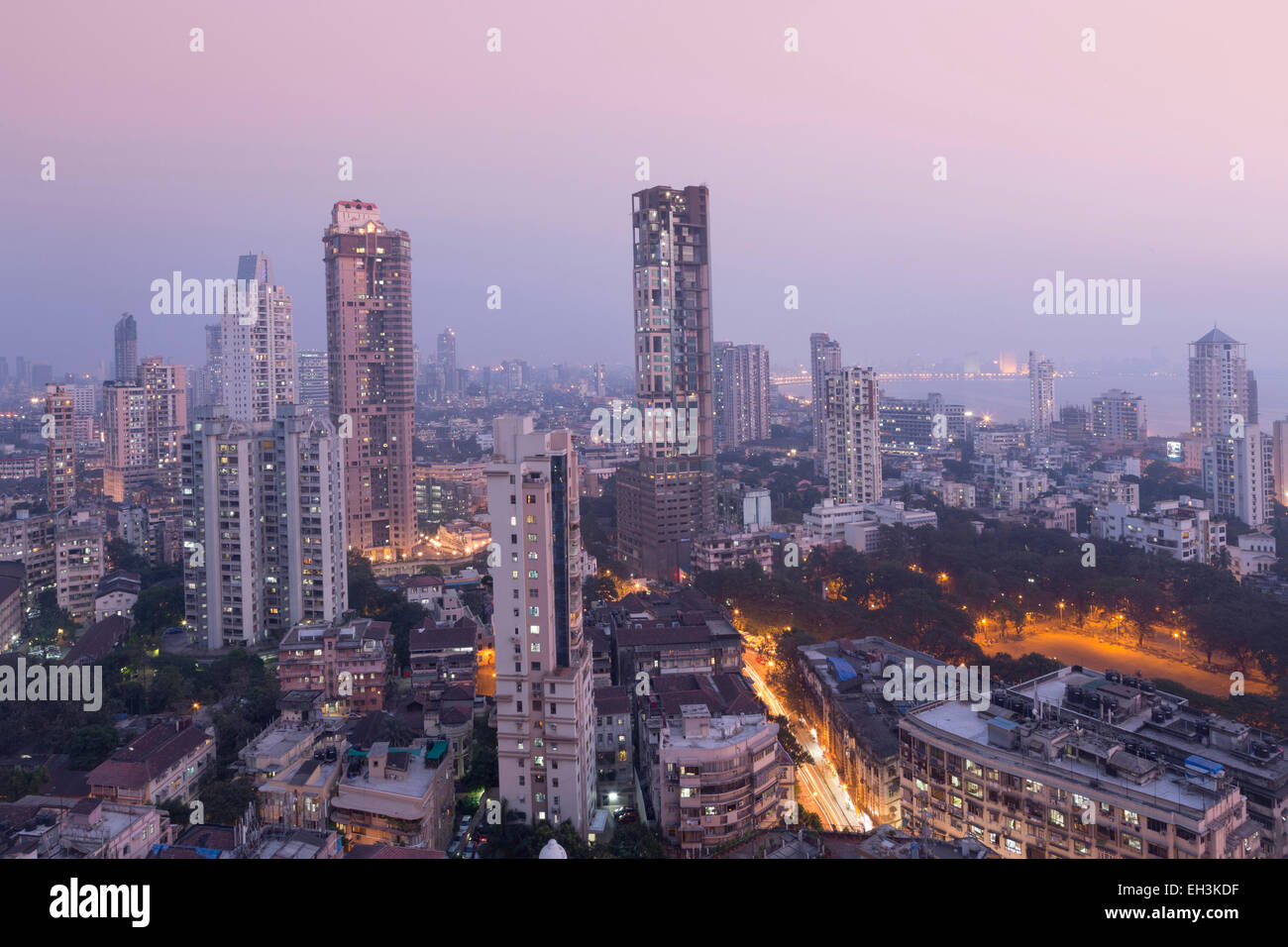 Mumbai skyline de Malabar Hill, Mumbai, Maharashtra, Inde, Asie Banque D'Images