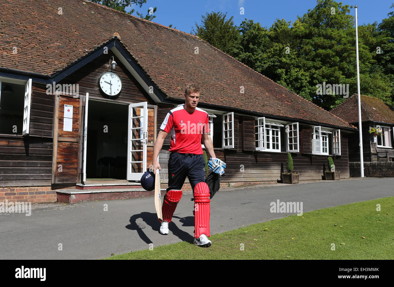 Joueur Andrew Flintoff "Freddie" vu à Arundel Cricket Club en 2014. Banque D'Images