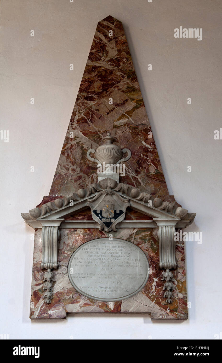 Elizabeth Warneford memorial, Eglise St Mary, Bibury, Gloucestershire, England, UK Banque D'Images