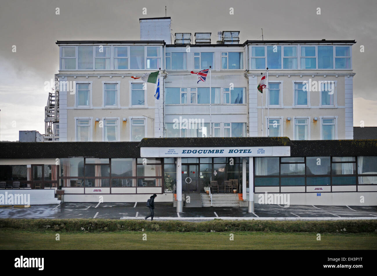 L'Edgcumbe Hotel à Newquay, Cornwall on un jour de gel en hiver Banque D'Images