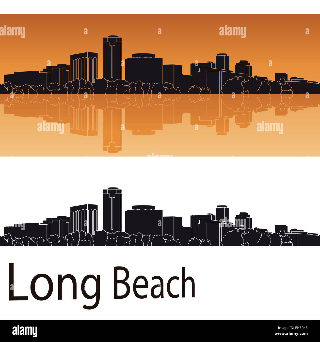 Long Beach skyline en orange Banque D'Images