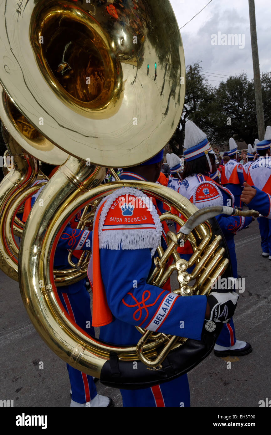 Children's fanfare, défilé, Mardi Gras, Nouvelle Orléans, Louisiane, USA Banque D'Images