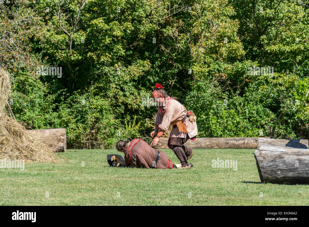 La reconstitution de 1778 Siège de Fort Boonesborough Kentucky. Banque D'Images