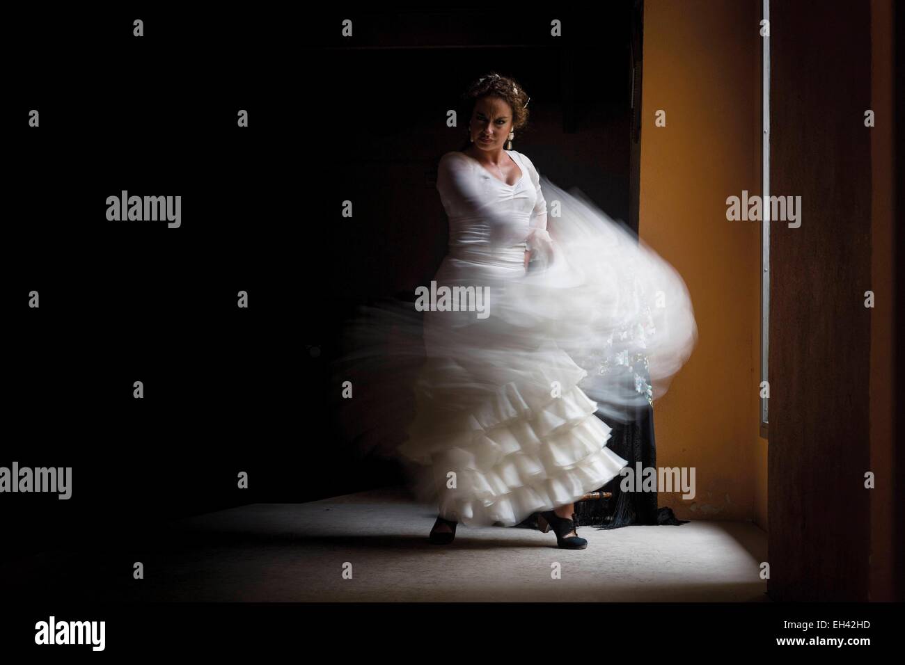 Espagne, Andalousie, Séville, danseur de flamenco en action Banque D'Images