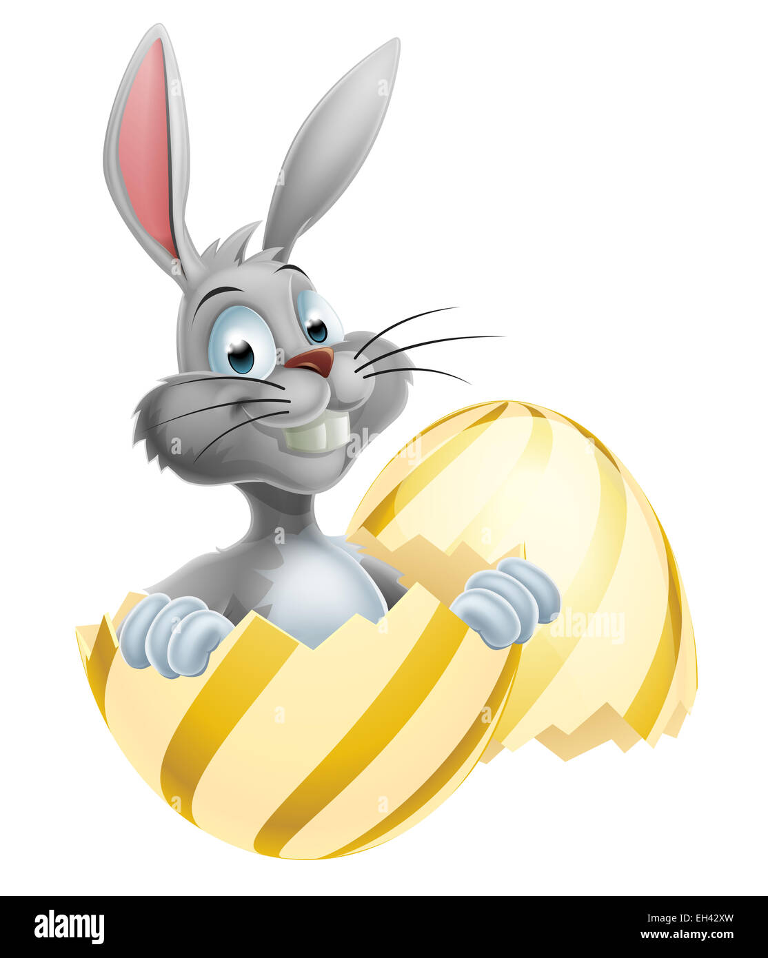 Une illustration d'un happy cute cartoon blanc Lapin de Pâques dans Easter Egg Banque D'Images