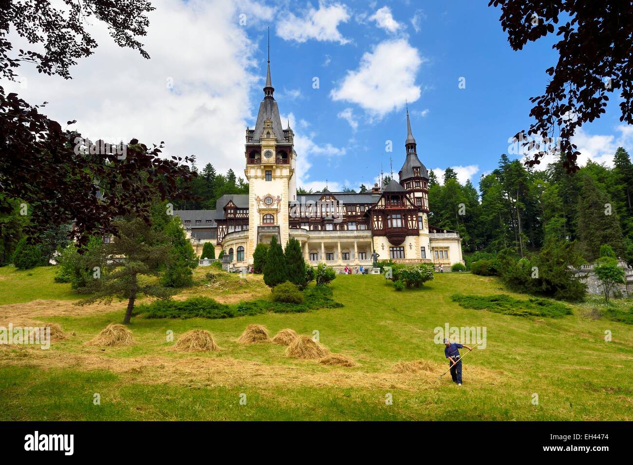 La Roumanie, la Valachie, le château de Peles de Sinaia, ancienne résidence royale construite entre 1875-1883 pour le Roi Carol I de Roumanie Banque D'Images