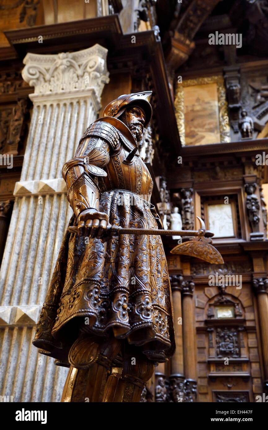 La Roumanie, la Valachie, le château de Peles de Sinaia, ancienne résidence royale construite entre 1875-1883 pour le Roi Carol I de Roumanie, le Hall d'Honneur Banque D'Images