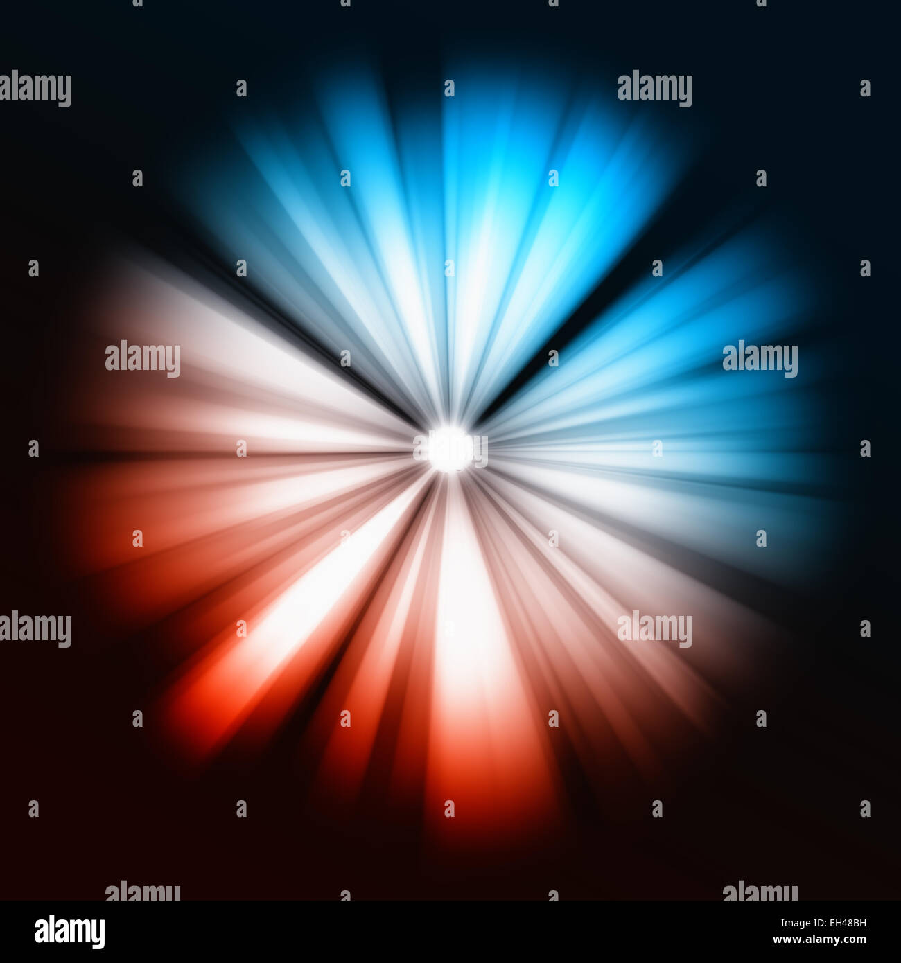 Le bleu et le rouge des faisceaux de lumière : étoile brillante dans l'obscurité. Grande résolution maximale Banque D'Images