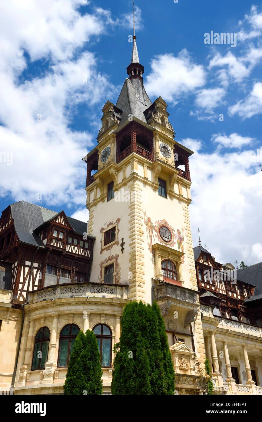 La Roumanie, la Valachie, le château de Peles de Sinaia, ancienne résidence royale construite entre 1875-1883 pour le Roi Carol I de Roumanie Banque D'Images