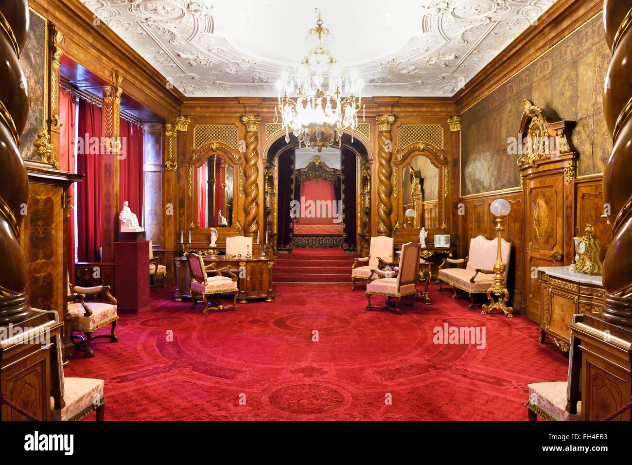 La Roumanie, la Valachie, le château de Peles de Sinaia, ancienne résidence royale construite entre 1875-1883 pour le Roi Carol I de Roumanie, la Suite Impériale est un hommage à l'Empereur Franz Joseph I Banque D'Images