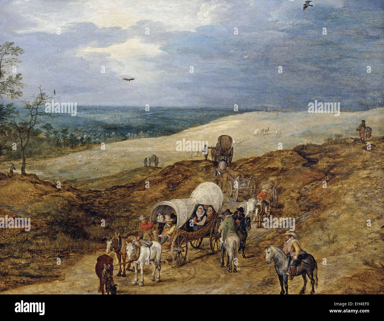 Jan Brueghel l'ancien paysage avec chariots Banque D'Images