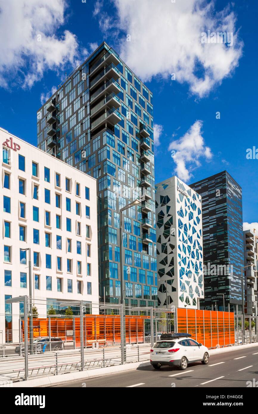 La Norvège, Oslo, Bj°rvika district, ensemble de bâtiments appelé code-barres Banque D'Images