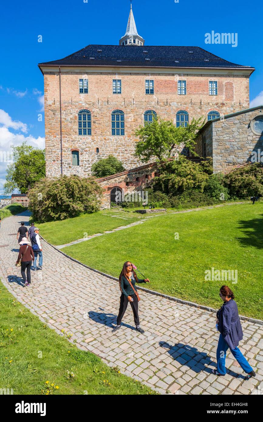 La Norvège, Oslo, la forteresse du 13ème siècle avec son château (du 17ème siècle au 19ème siècle) Banque D'Images