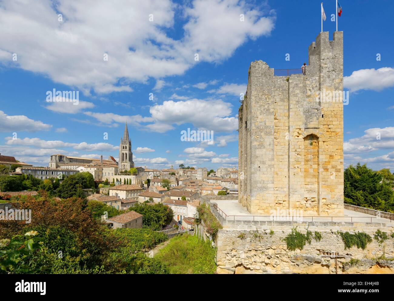 France, Gironde, Saint Emilion, classée au Patrimoine Mondial de l'UNESCO, l'église monolithe Banque D'Images