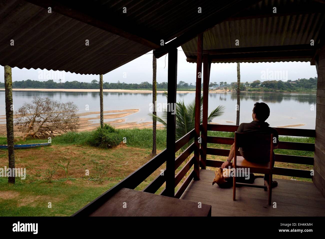 Le Gabon, Moyen-Ogooue Province, Lambaréné, l'ancien hôpital Albert Schweitzer et le fleuve Ogooue, ancien refuge de blanc pour les patients européens Banque D'Images