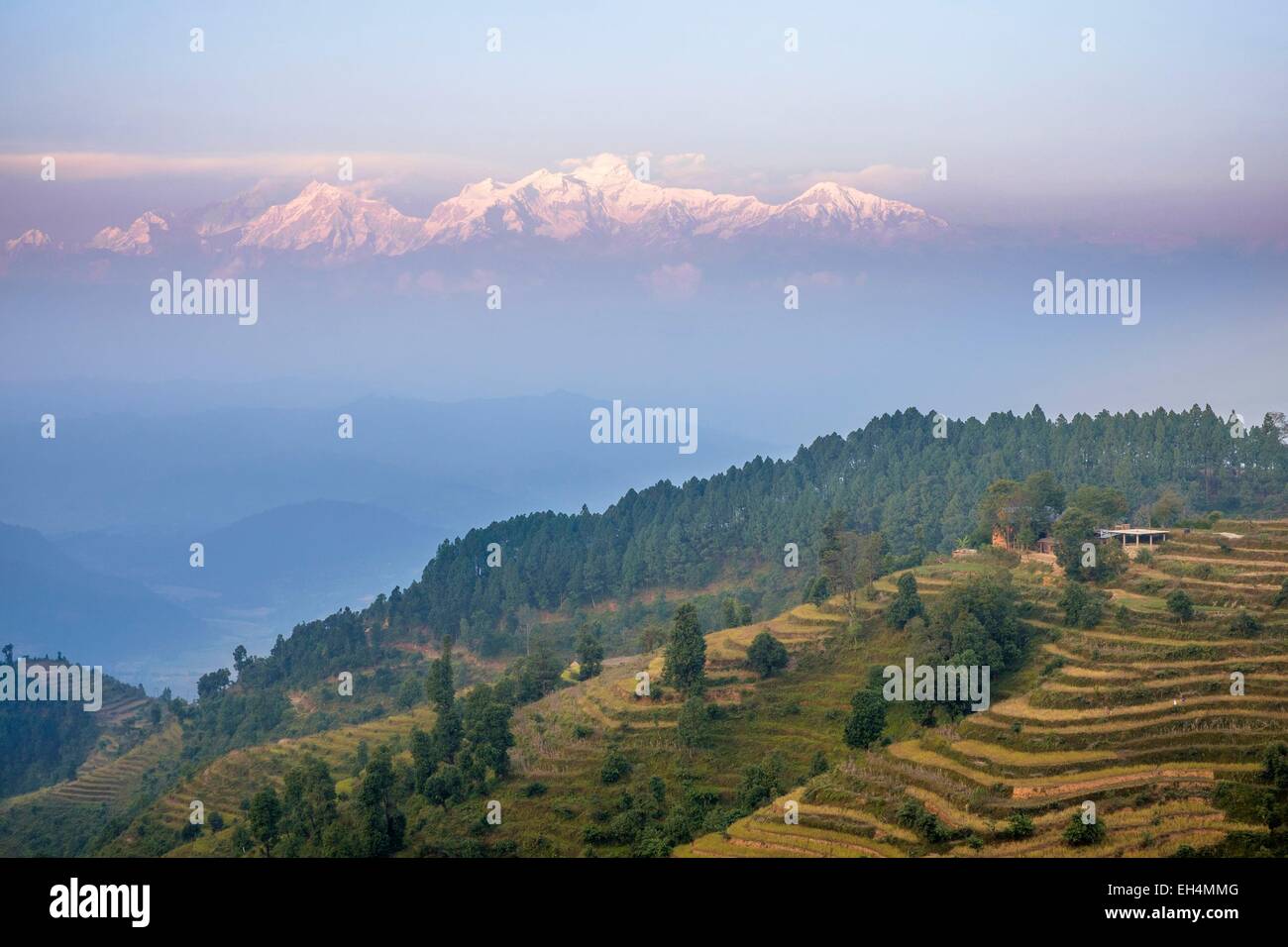 Le Népal, Gandaki zone, Bandipur, vue sur l'Himalaya Banque D'Images