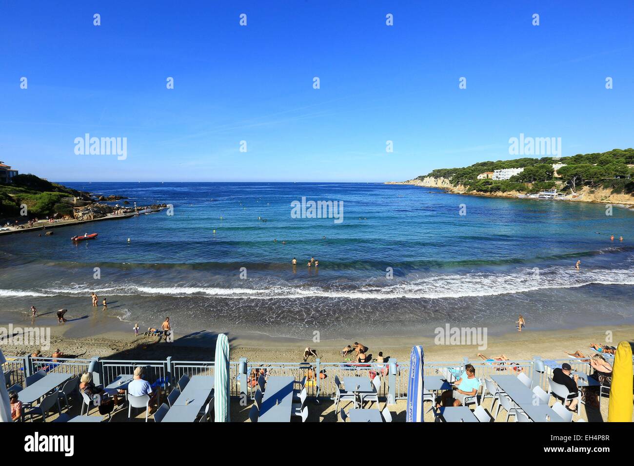 La France, Var, Sanary sur Mer, la plage de Portissol Banque D'Images