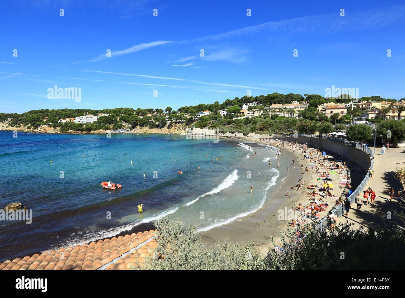 La France, Var, Sanary sur Mer, la plage de Portissol Banque D'Images
