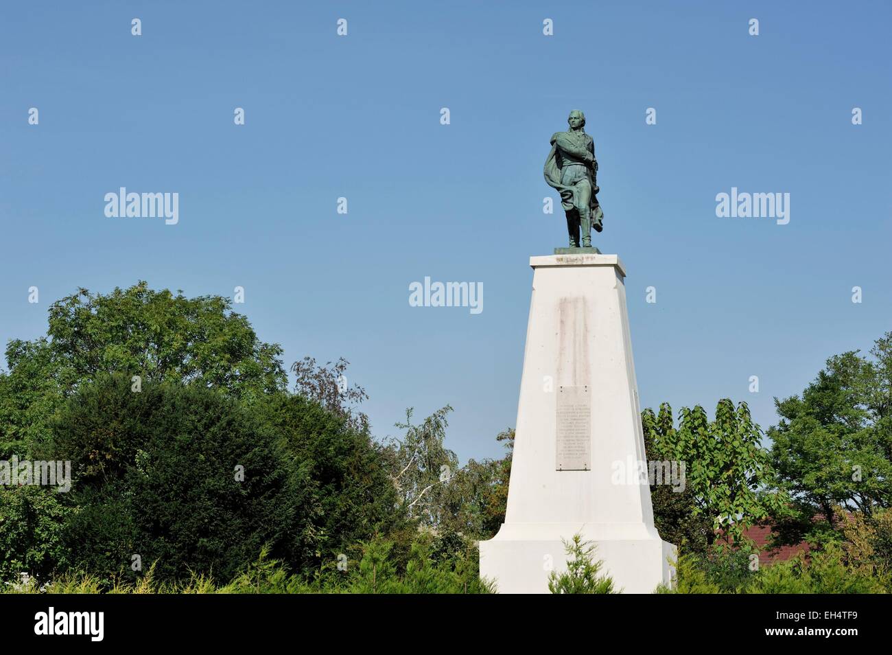 France, Marne, Valmy, statue de Francisco de Miranda agent natif du Venezuela qui ont participé à la bataille de Valmy en 1792 Banque D'Images