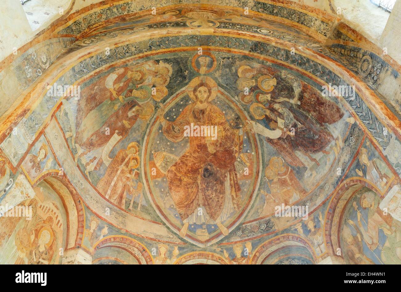 France, Saône et Loire, Berze la Ville, chapelle romane des moines, des peintures murales, 12e siècle, site clunisien Banque D'Images