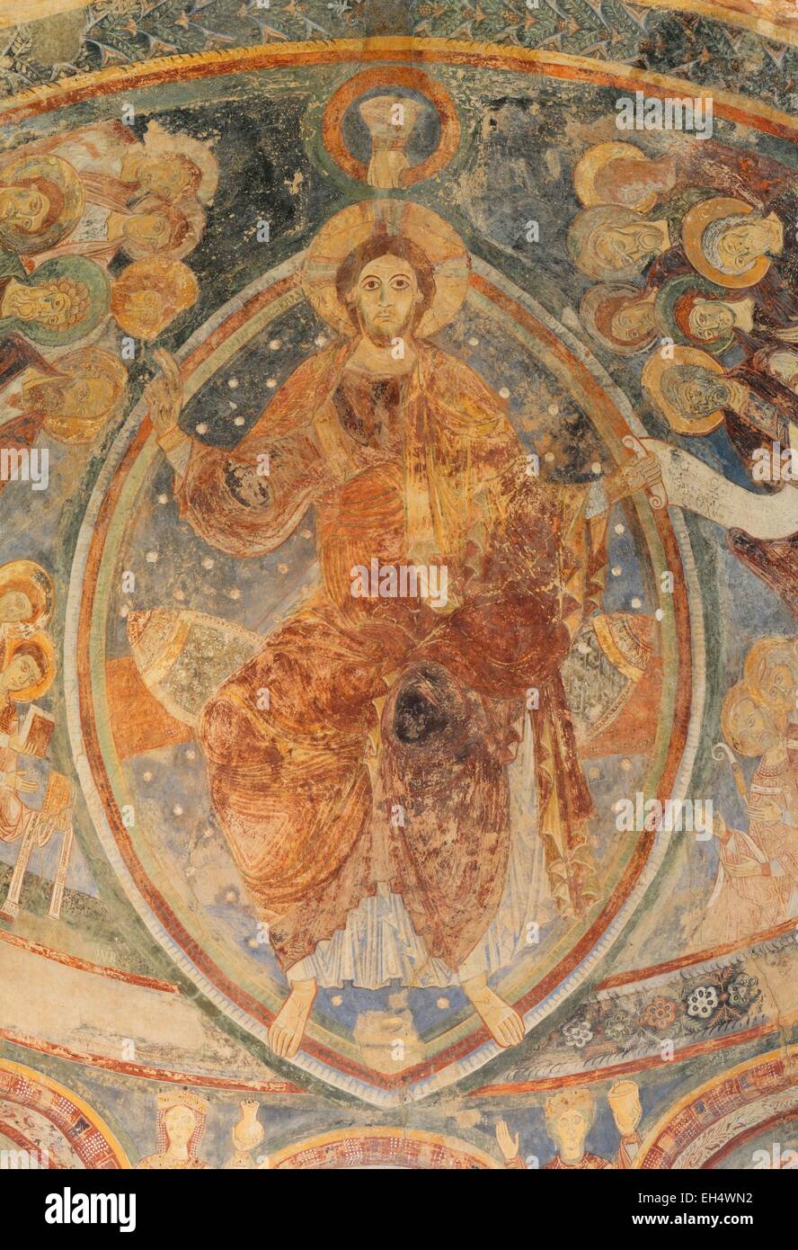 France, Saône et Loire, Berze la Ville, chapelle romane des moines, des peintures murales, 12e siècle, site clunisien Banque D'Images