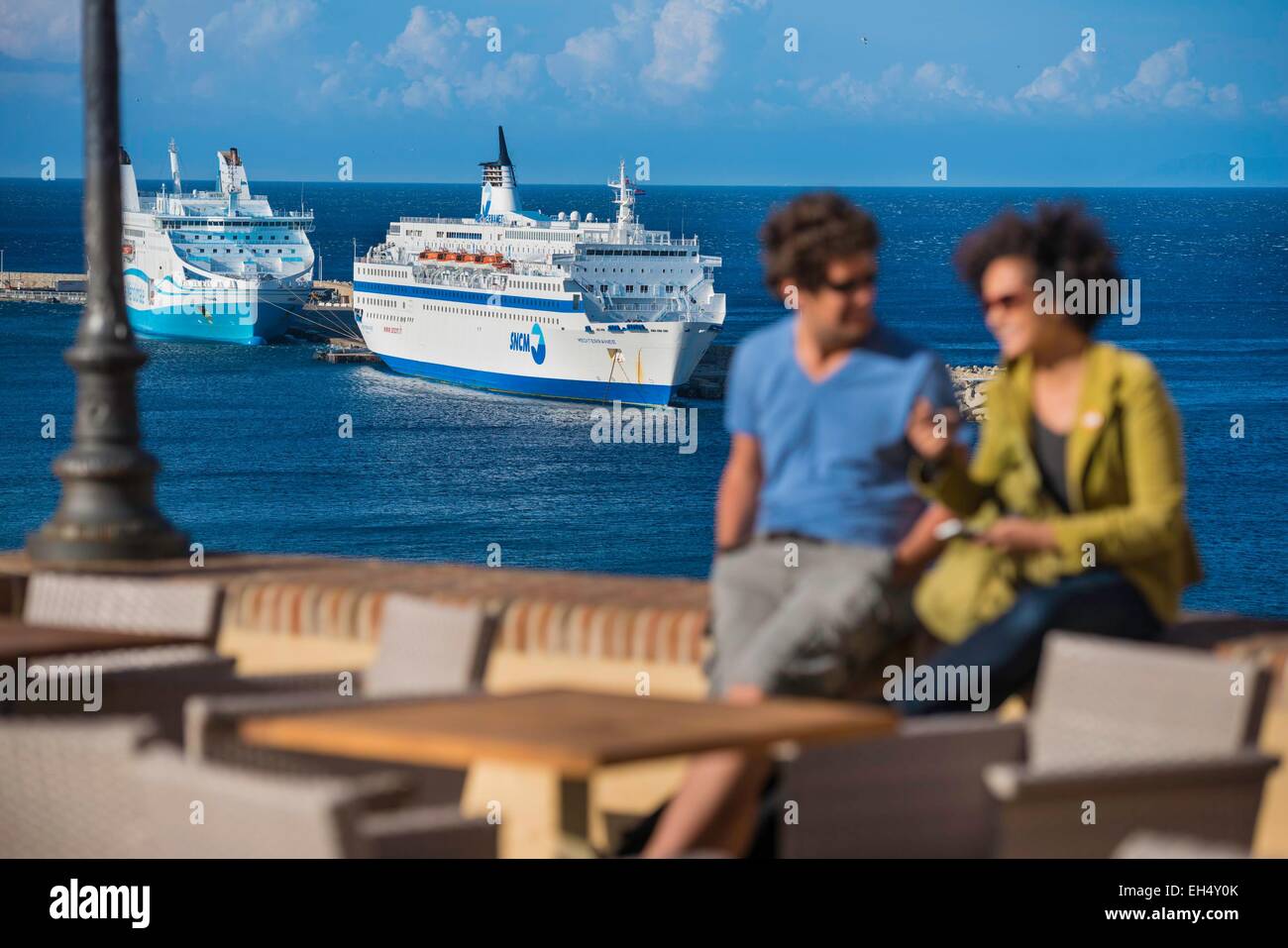 France, Haute Corse, Bastia, vue sur le port de la citadelle Banque D'Images