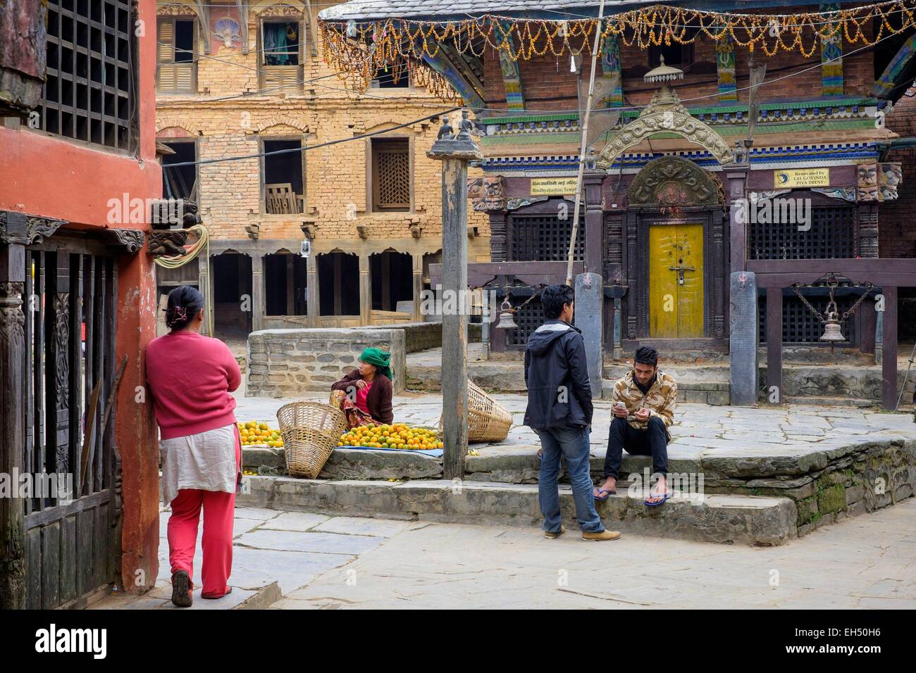 Le Népal, Gandaki zone, Bandipur, un village traditionnel Newar du 18ème siècle, Temple Bindhyabashini Banque D'Images