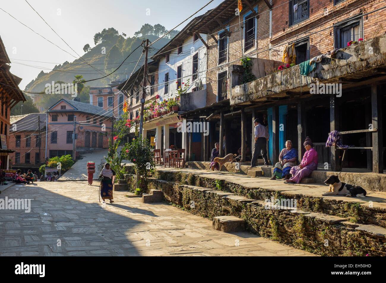 Le Népal, Gandaki zone, Bandipur, un village traditionnel Newar du 18e siècle Banque D'Images